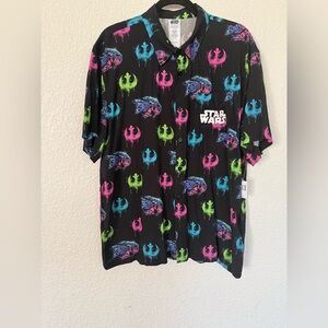 Star Wars Millineum Falcon and Rebel Alliance Starbird Mens Button Down Shirt